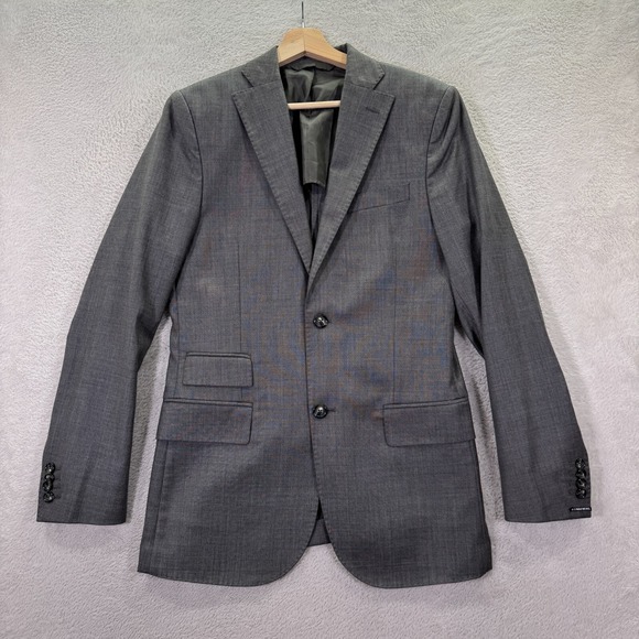 J. Lindeberg Loro Piana Blazer Jacket Mens 36R Slim Fit Gray S120 Wool Italy EUC